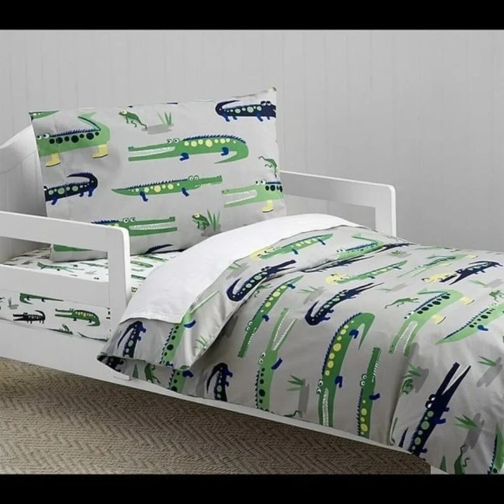 Pottery barn kids alligator twin duvet and pillow case